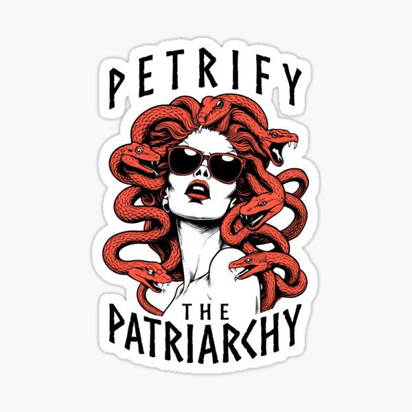Vista previa del artículo con la obra «Petrificar El Patriarcado Feminista Halloween Gótico Medusa Bruja», diseñado y vendido por GrandeDuc.