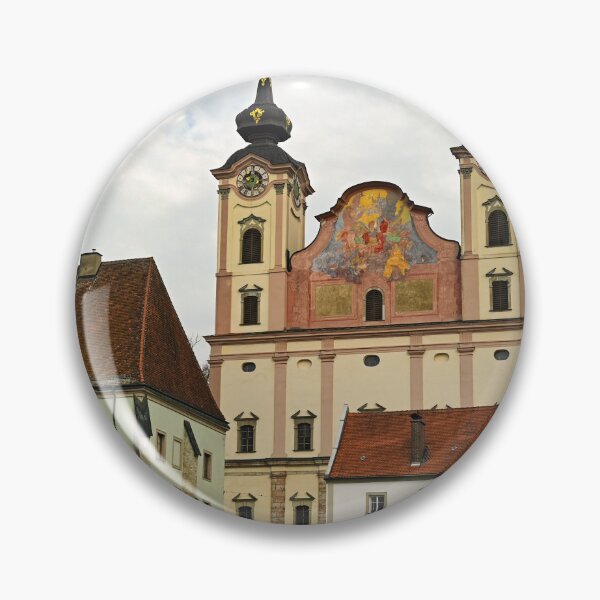 Item preview, Colorful old buildings and church in Steyr Austria designed and sold by goceris.