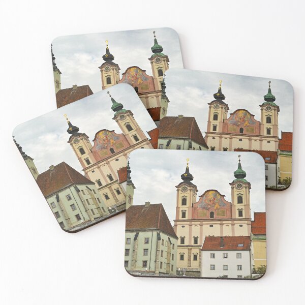 Item preview, Colorful old buildings and church in Steyr Austria designed and sold by goceris.