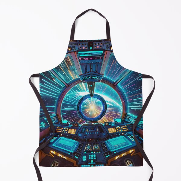 Artikelvorschau, Raumschiff-Cockpit in Hyperspace Leap Blue entworfen und verkauft von Synthwave Poem.