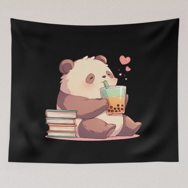 Item preview, Lazy Cute Panda Drinking Boba Bubble Tea Book Lover designed and sold by ShirtSpark.