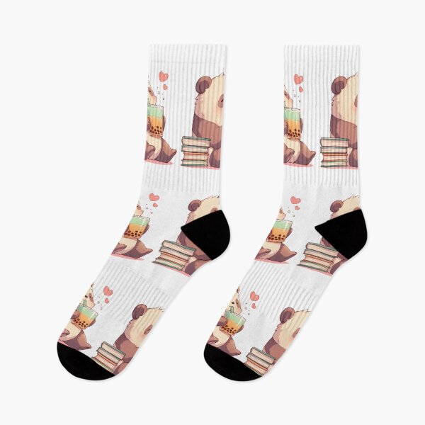 Item preview, Lazy Cute Panda Drinking Boba Bubble Tea Book Lover designed and sold by ShirtSpark.