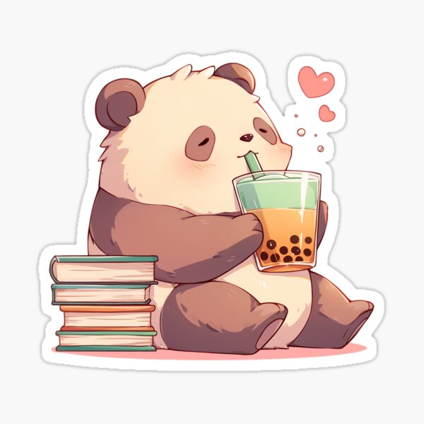Item preview, Lazy Cute Panda Drinking Boba Bubble Tea Book Lover designed and sold by ShirtSpark.