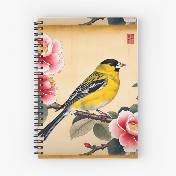 Item preview, Yellow bird with red flowers on papyrus, chinese vintage style designed and sold by Coolparrotgirl.