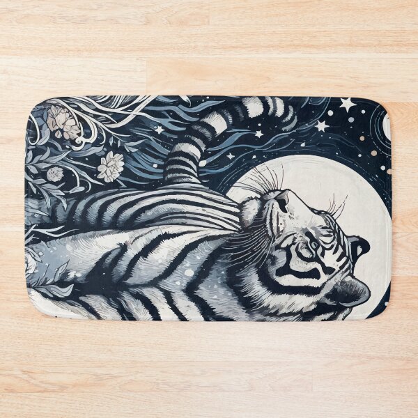 Item preview, Monochromatic White Tiger In Jungle At Night designed and sold by TomFrontierArt.