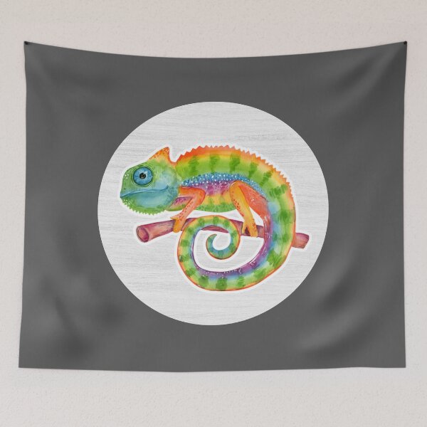Item preview, Colorful Chameleon Watercolor Drawing designed and sold by LivingColorful.