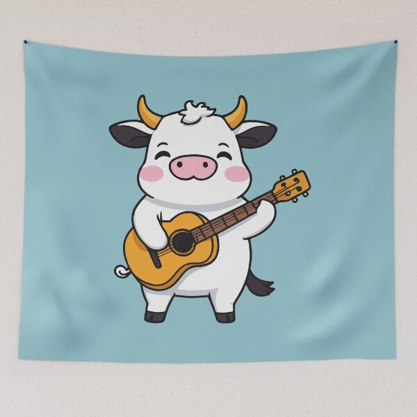 Item preview, Kawaii Cow Playing Guitar designed and sold by Atlantico54.