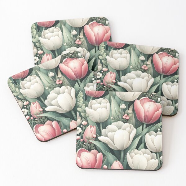 Item preview, Blushing Petals: A Delicate Dance of Pink and White Tulips designed and sold by lifegenesis.