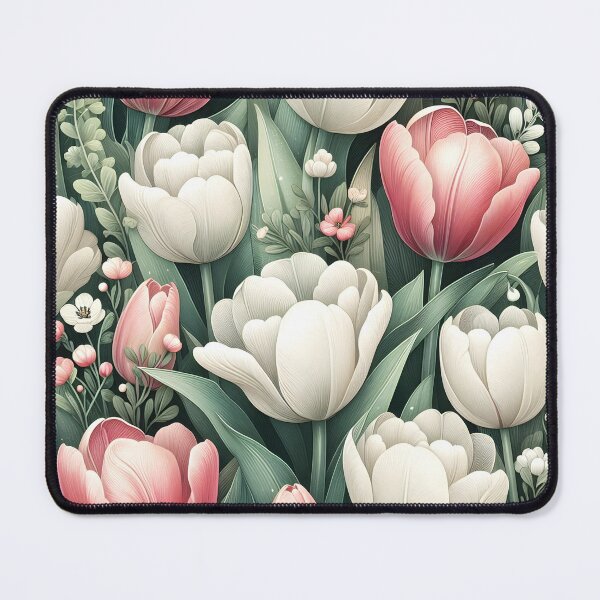Item preview, Blushing Petals: A Delicate Dance of Pink and White Tulips designed and sold by lifegenesis.