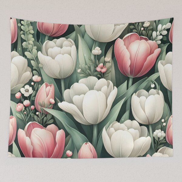 Item preview, Blushing Petals: A Delicate Dance of Pink and White Tulips designed and sold by lifegenesis.