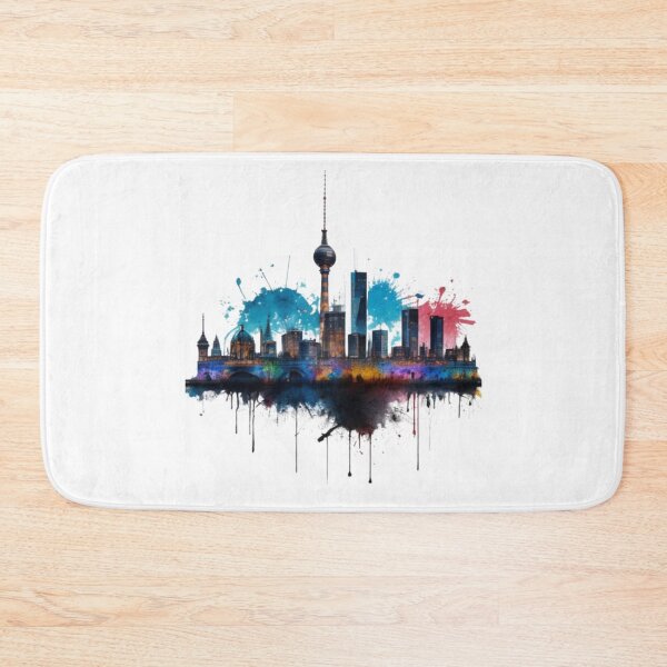 Item preview, Berlin skyline watercolor colorful designed and sold by Ecmoprints.