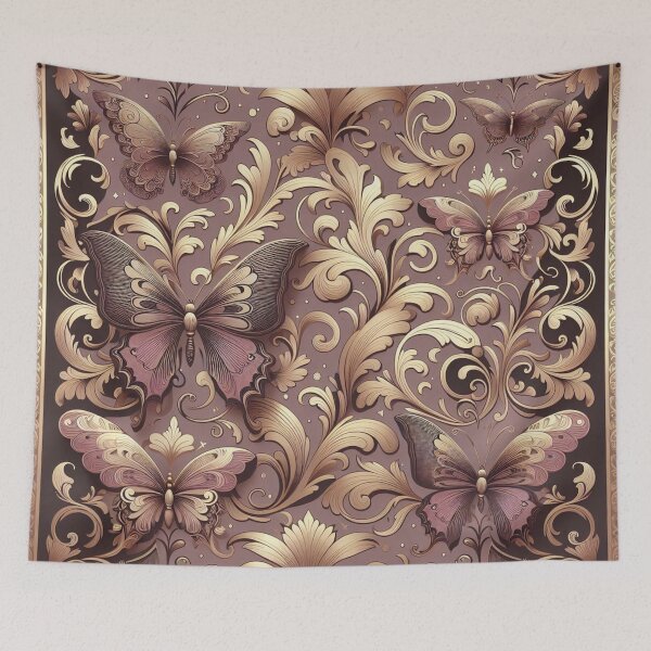 Item preview, Matte Mauve & Gold Damask With Butterflies designed and sold by DesignsByPrnces.