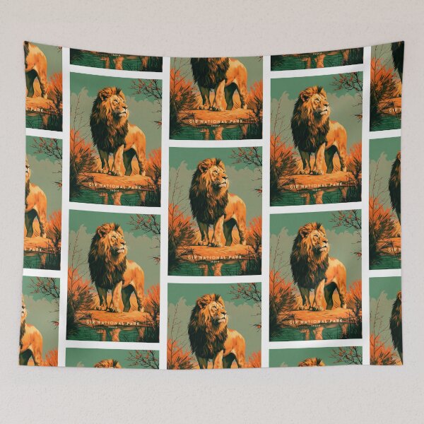Item preview, Gir National Park Art: Wildlife Sanctuary designed and sold by NeuralVibe.