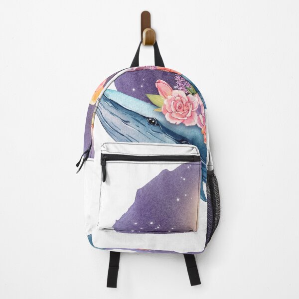 Item preview, Fantastic watercolor illustration of a whale with flowers against the starry sky designed and sold by AnaVerana.