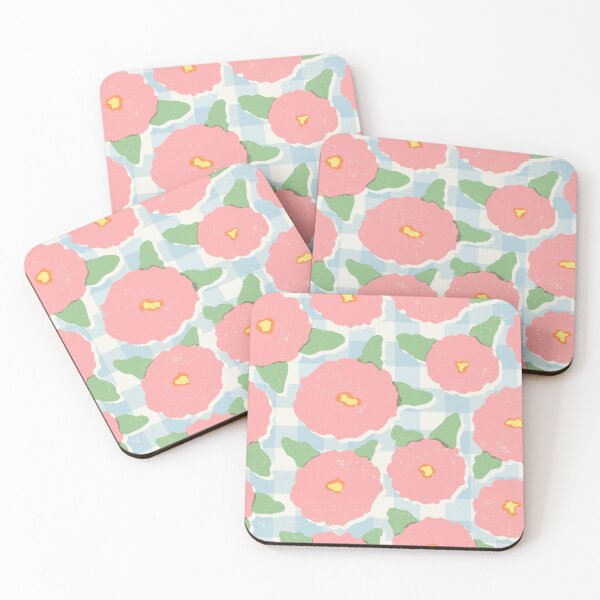 Item preview,  Cute and Quirky Retro Floral Pattern On Blue Plaid, Spring Color Palette designed and sold by tartagain.