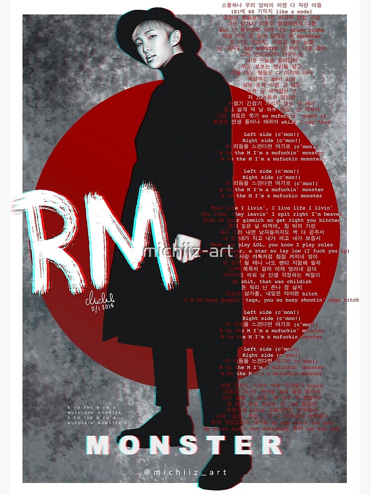 Bts Rm Monster Postcard By Michiiz Art Redbubble