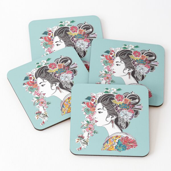 Item preview, Maiko and Flowers Illustration designed and sold by kansaikate.