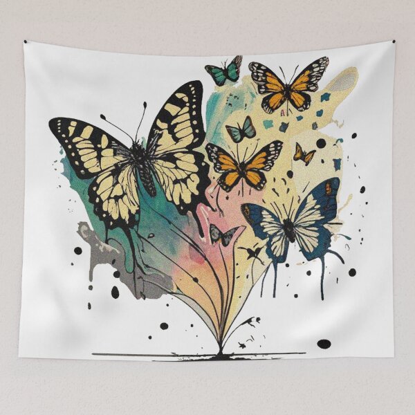 Aperçu de l'œuvre Papillons dans l'art splash aquarelle créée et vendue par jnsmerchstore.