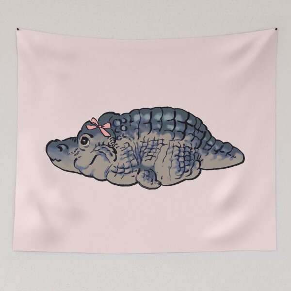 Item preview, Ransroom draws the precious chonk crocodile with pink bow ribbon meme / funny animal meme designed and sold by RansRoom.