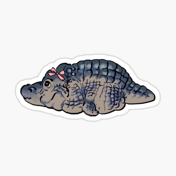 Item preview, Ransroom draws the precious chonk crocodile with pink bow ribbon meme / funny animal meme designed and sold by RansRoom.