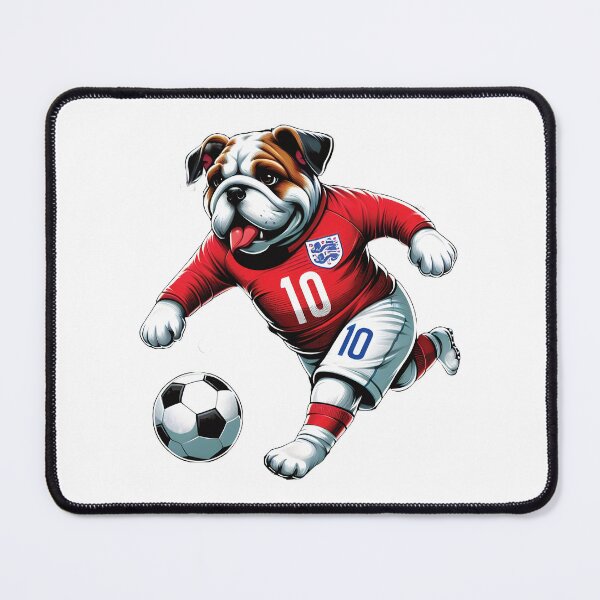 Item preview, Funny English bulldog playing soccer designed and sold by BuxomBabe21.