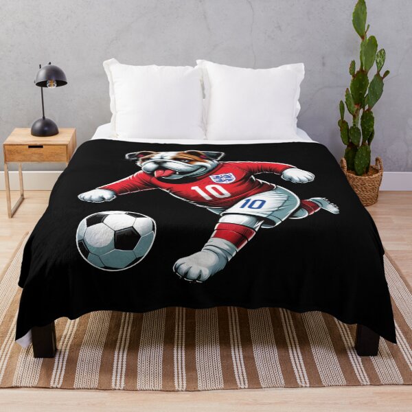 Item preview, Funny English bulldog playing soccer designed and sold by BuxomBabe21.