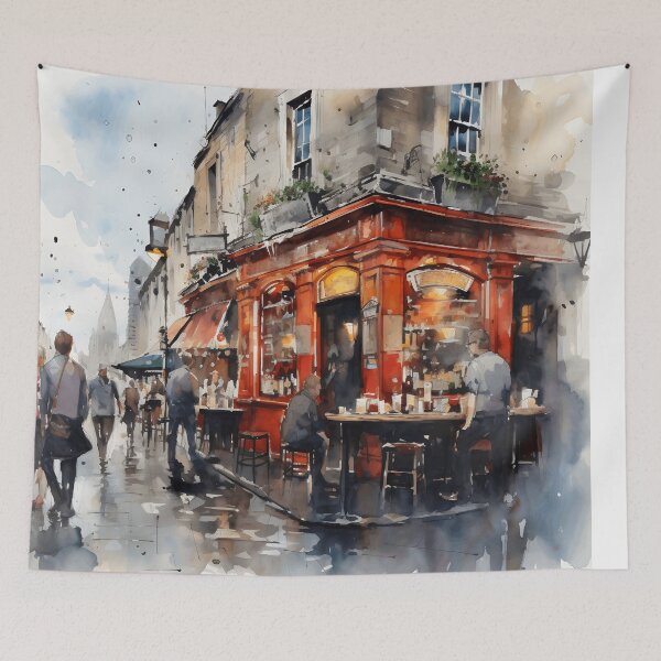Item preview, Dublin street, watercolor painting, city landscape, Dublin souvenir, Dublin cityscape, Ireland travel, Irish pub designed and sold by SpettacolArte.