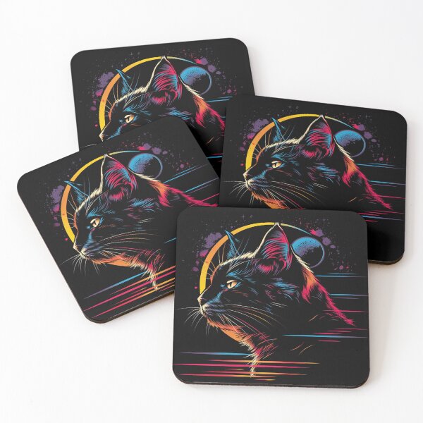 Item preview, Cosmic cat sun eclipse vibrant astrology cat designed and sold by Szkicerka.