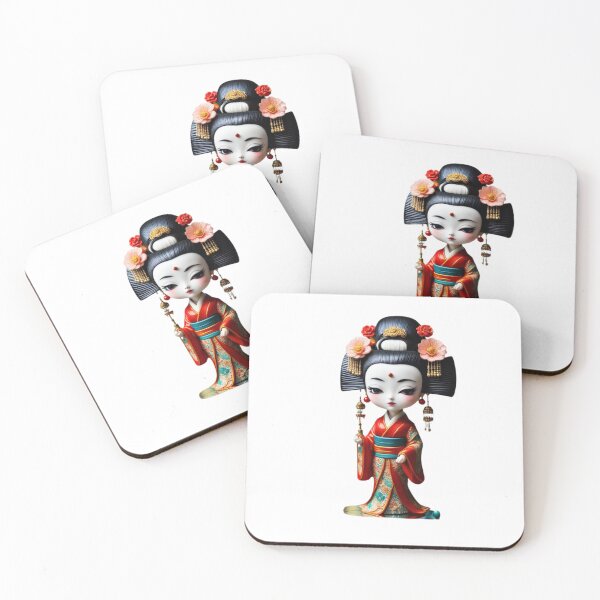 Item preview, Beautiful geisha doll, kimono , cherry blossom, sakura, hanami designed and sold by Coolparrotgirl.