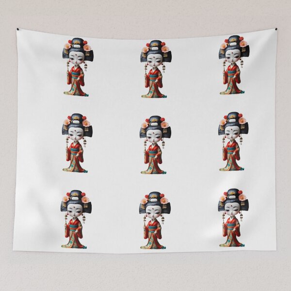 Item preview, Beautiful geisha doll, kimono , cherry blossom, sakura, hanami designed and sold by Coolparrotgirl.