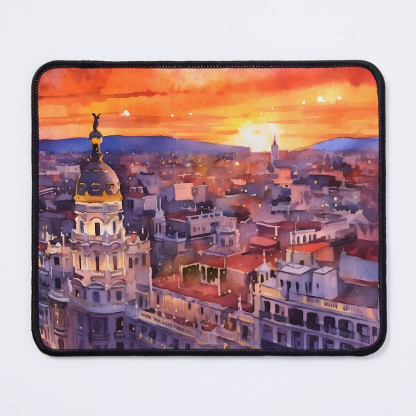 Item preview, Madrid at sunset, watercolor painting, city landscape, Madrid souvenir, Spanish cityscape, Spain travel designed and sold by SpettacolArte.