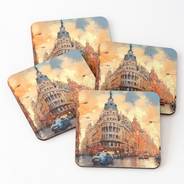 Item preview, Madrid Gran Via, watercolor painting, city landscape, Madrid souvenir, Spanish cityscape, Spain travel designed and sold by SpettacolArte.