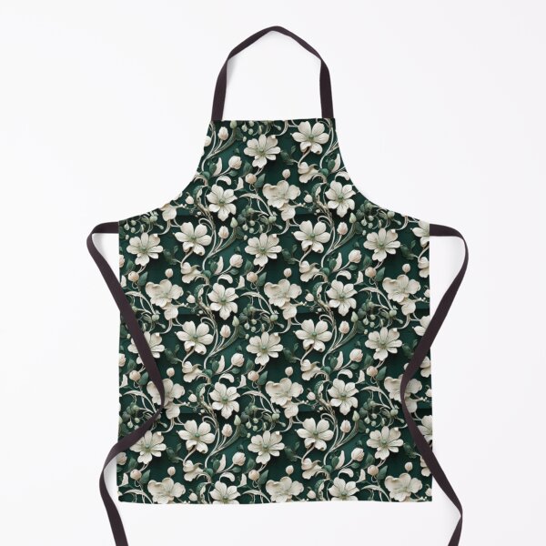 Item preview, Delicate white on Green flower pattern designed and sold by Flowersonstuff.