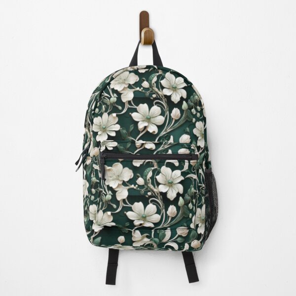Item preview, Delicate white on Green flower pattern designed and sold by Flowersonstuff.