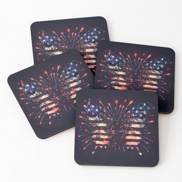Item preview, Fireworks American flag neon butterfly designed and sold by dcrc.