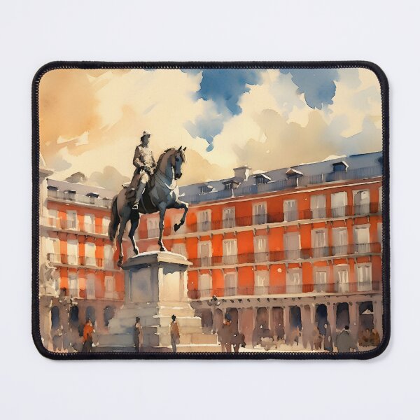Item preview, Plaza Mayor, watercolor painting, city landscape, Madrid souvenir, Spanish cityscape, Spain travel designed and sold by SpettacolArte.