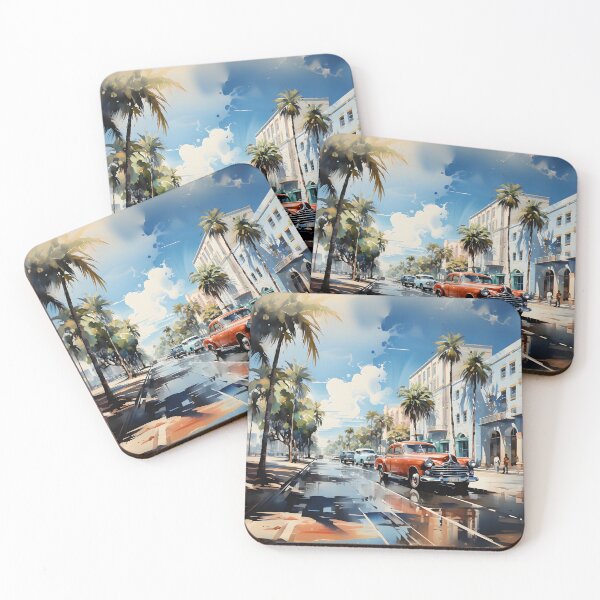 Item preview, Miami beach, watercolor painting, city landscape, Miami souvenir, American cityscape, Florida travel designed and sold by SpettacolArte.