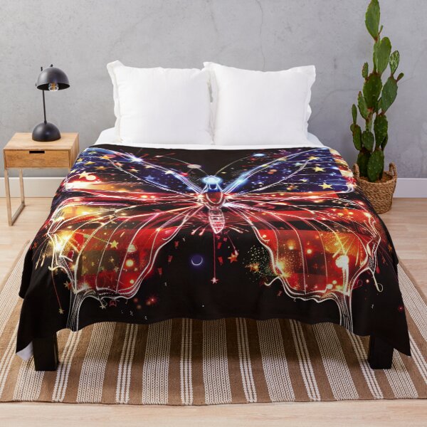 Item preview, Fireworks American flag neon butterfly designed and sold by dcrc.