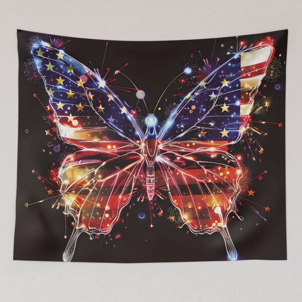 Item preview, Fireworks American flag neon butterfly designed and sold by dcrc.