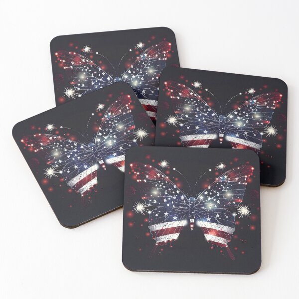 Item preview, fireworks american flag neon butterfly designed and sold by dcrc.