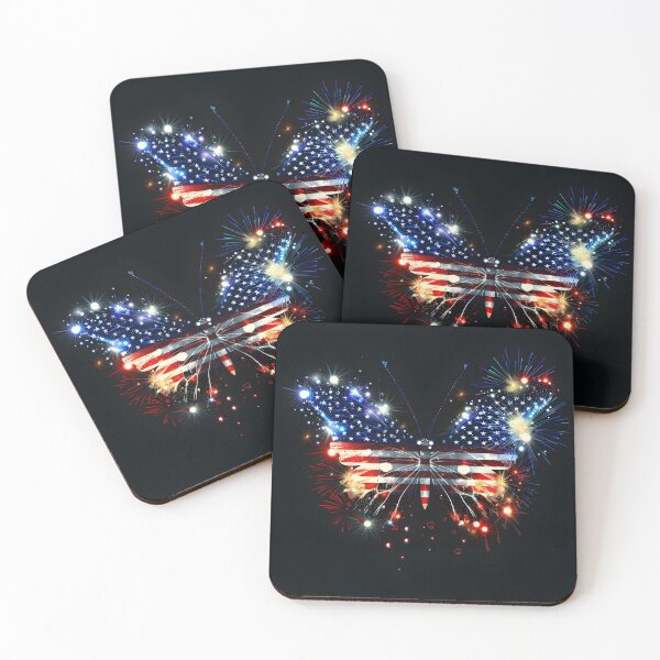 Item preview, fireworks american flag neon butterfly designed and sold by dcrc.