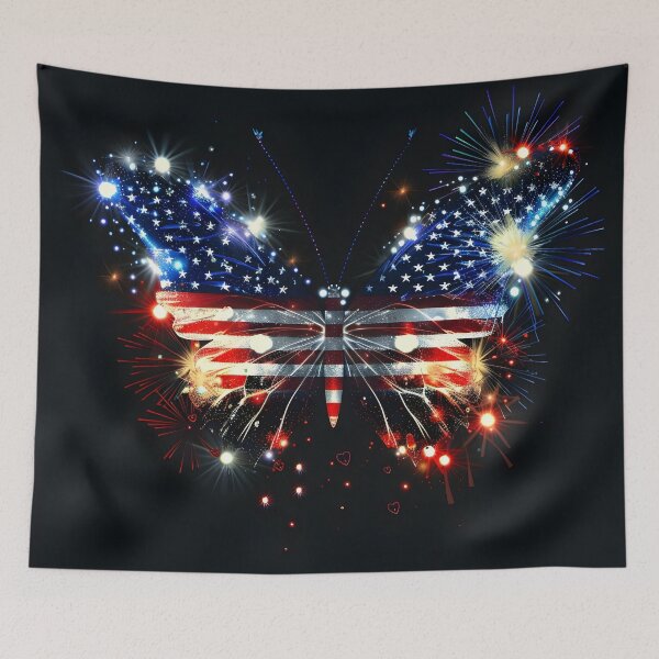 Item preview, fireworks american flag neon butterfly designed and sold by dcrc.
