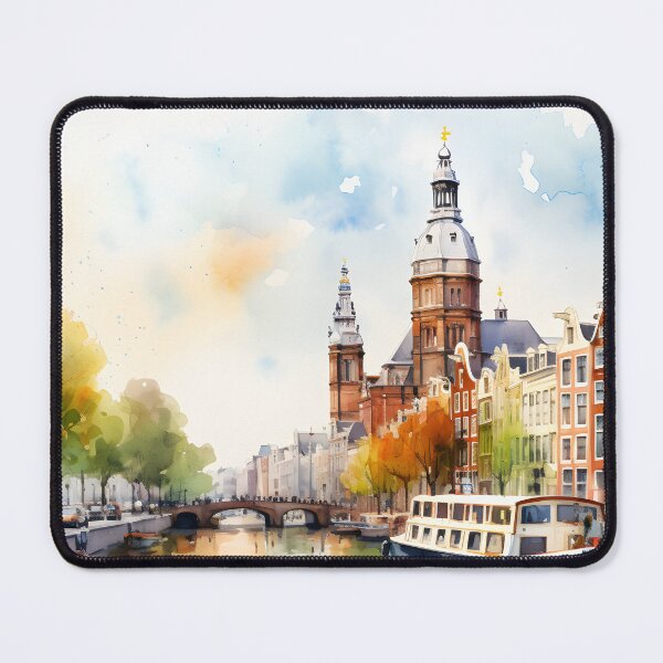 Item preview, Amsterdam canals, watercolor painting, city landscape, Amsterdam souvenir, Netherlands cityscape, Holland travel designed and sold by SpettacolArte.