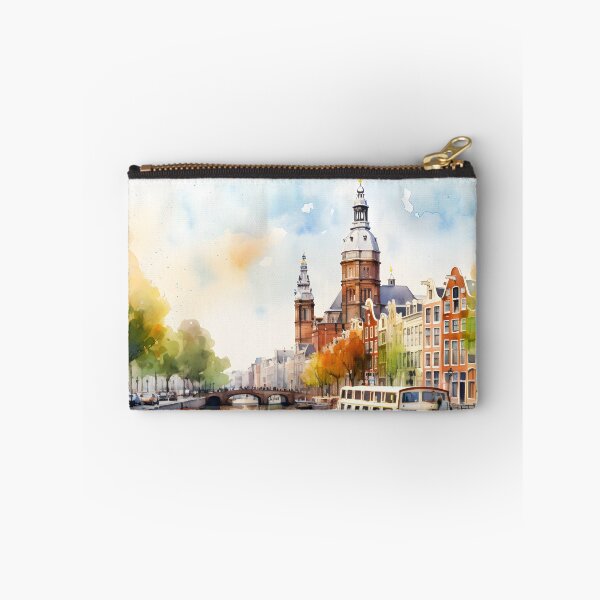 Item preview, Amsterdam canals, watercolor painting, city landscape, Amsterdam souvenir, Netherlands cityscape, Holland travel designed and sold by SpettacolArte.