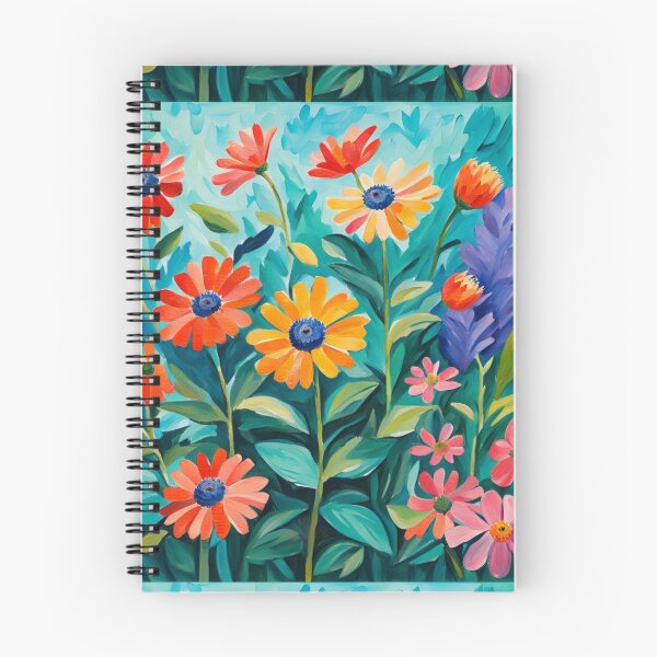 Item preview, Colourful red, purple, orange, blue wildflowers painting designed and sold by Coolparrotgirl.