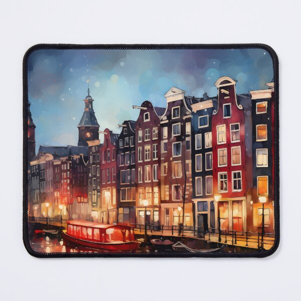 Item preview, Amsterdam redlight district, watercolor painting, city landscape, Amsterdam souvenir, Netherlands cityscape, Holland travel designed and sold by SpettacolArte.