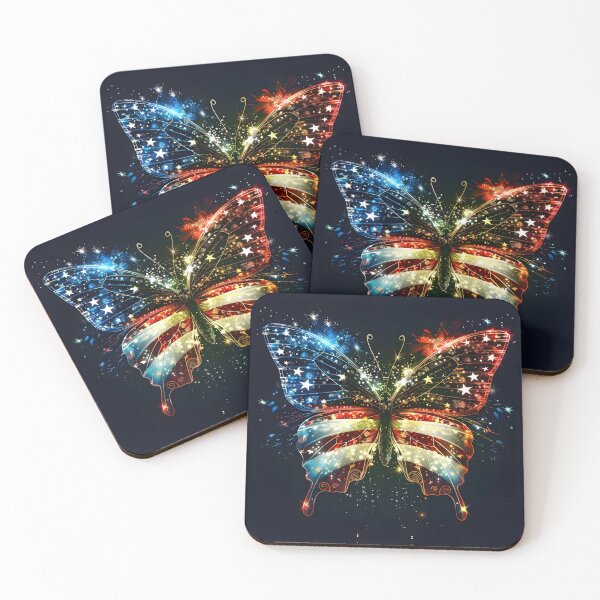 Item preview, fireworks american flag neon butterfly designed and sold by dcrc.