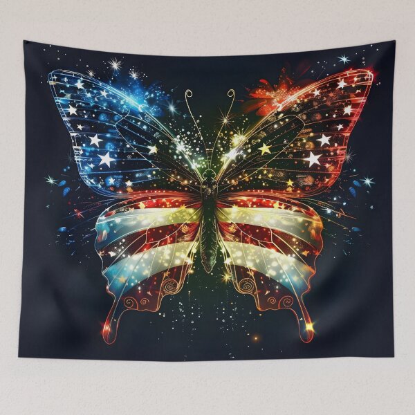 Item preview, fireworks american flag neon butterfly designed and sold by dcrc.