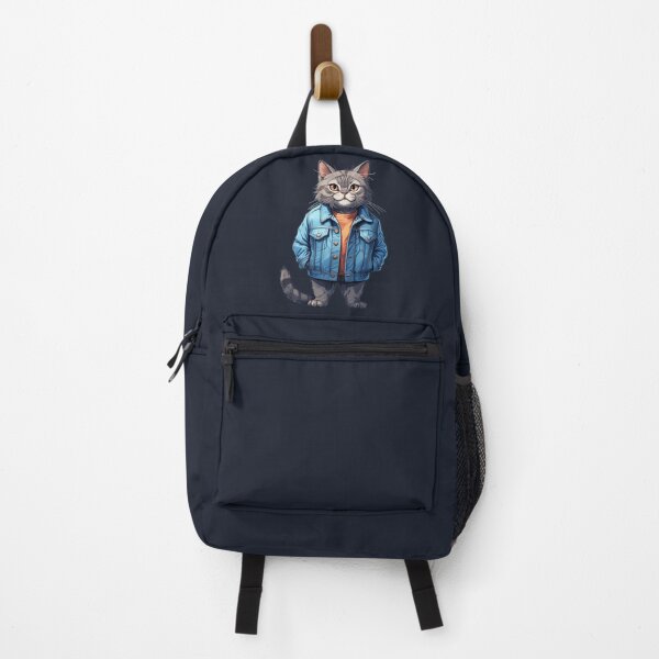 Item preview, Gray Cat in Denim Jacket designed and sold by PierreAlbijanic.