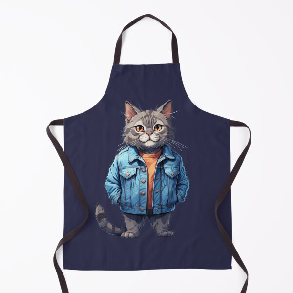 Item preview, Gray Cat in Denim Jacket designed and sold by PierreAlbijanic.